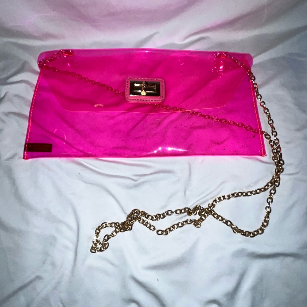 Pink Transparent Clutch Bag